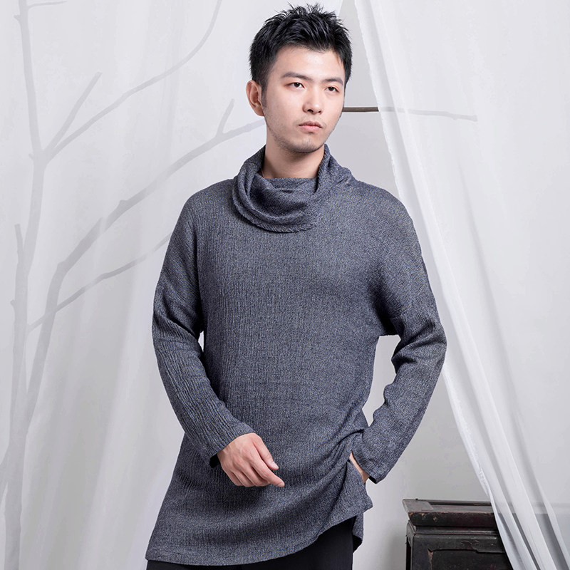 尾货处理原创秋季棉麻宽松舒适堆积领套头针织衫休闲围巾领上衣男在类目 男装, 针织衫/毛衣中 - 来自Buy2taobao.com提供专业的淘宝代购服务