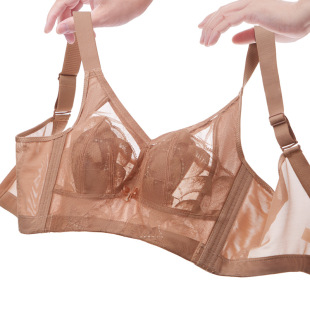 新款 无钢圈超薄杯兔耳朵文胸盐步货源大胸显小缩胸内衣女士厂家批