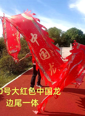 新款中国龙健身龙彩带龙边尾巴一体广场舞龙可水洗龙头舞龙全套