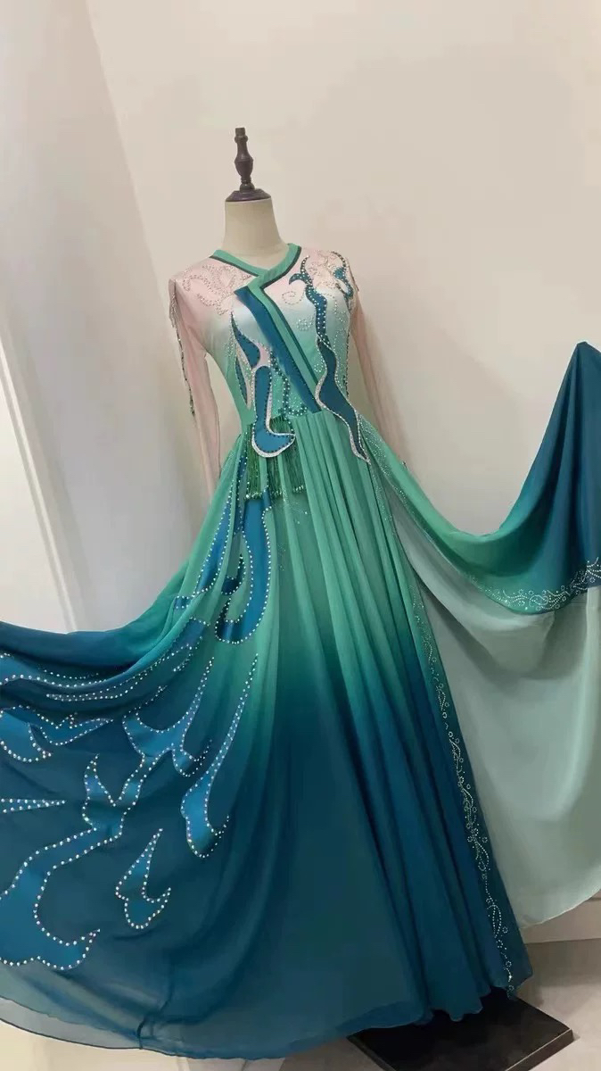 晨曦初露舞蹈服桃李杯蒙古舞蹈演出服民族艺考表演服大摆裙飘逸女