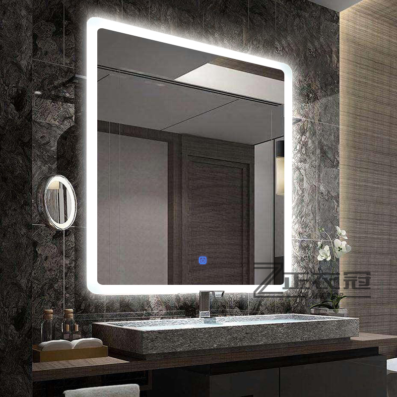 正衣冠トイレのフレームなしLEDランプミラー壁掛浴室トイレの通路には、ランプ付き鏡があります。