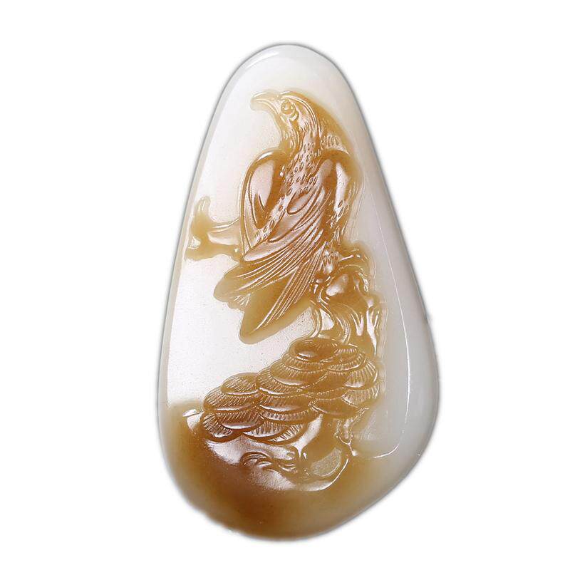 新疆老坑且末老红糖和田玉羊脂白玉挂件天天赢 俏色苏工鹰 男女款