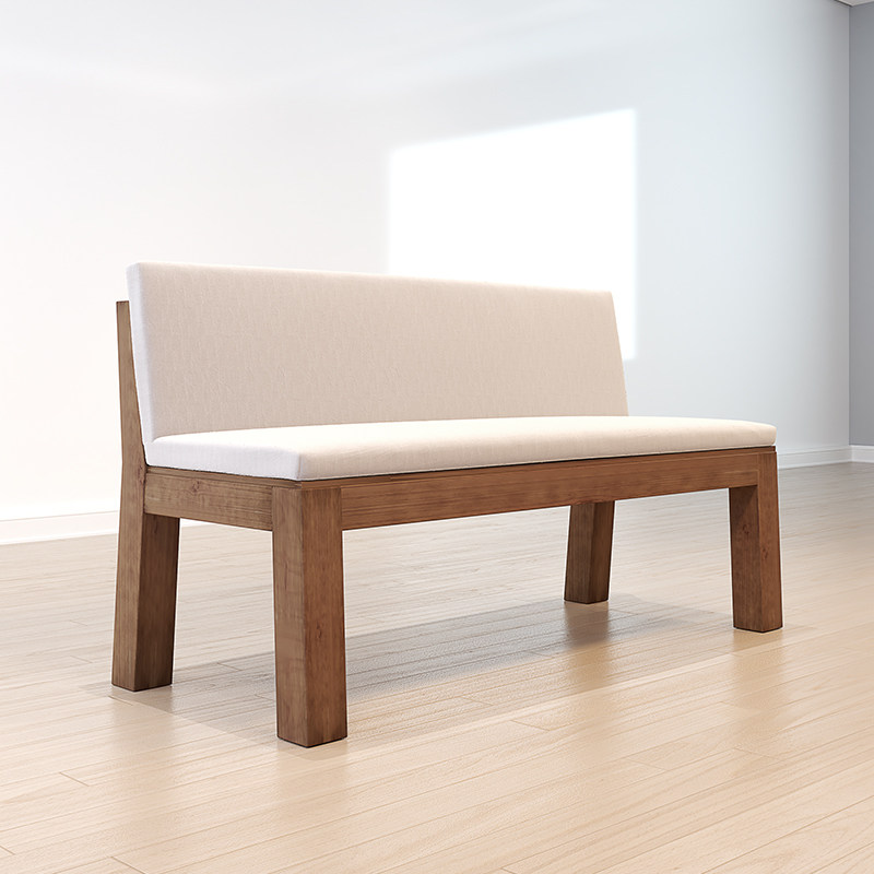 北欧实木靠背沙发椅长椅家用带软包坐垫客厅休闲双人新中式长凳子
