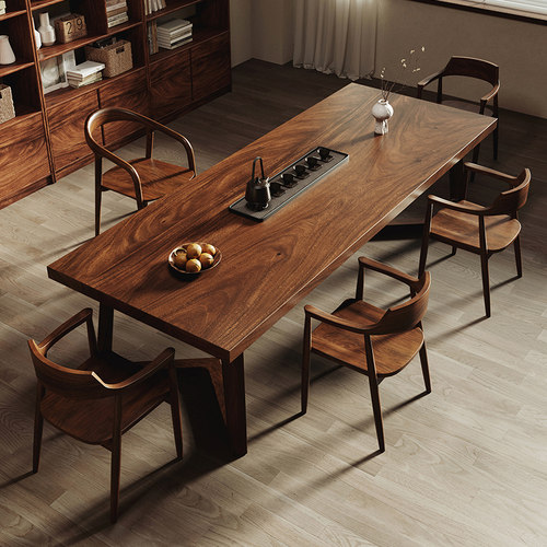 高档南美胡桃木茶桌书桌一体两用