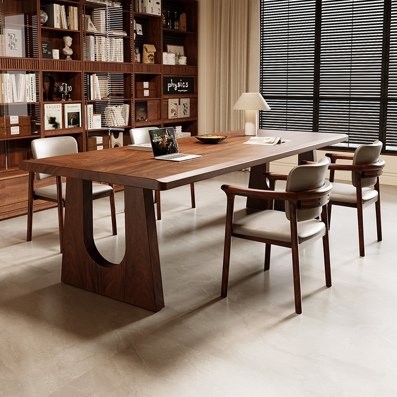 南美胡桃木客厅大长书桌简约创意书房办公桌实木学习桌写字工作台,住宅家具,书桌,淘宝优惠券,粉丝福利购,淘宝优惠卷