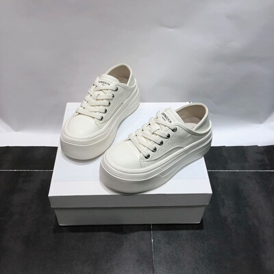 LFR真皮厚底小白鞋女2026新款松糕底两穿休闲鞋百搭系带运动板鞋