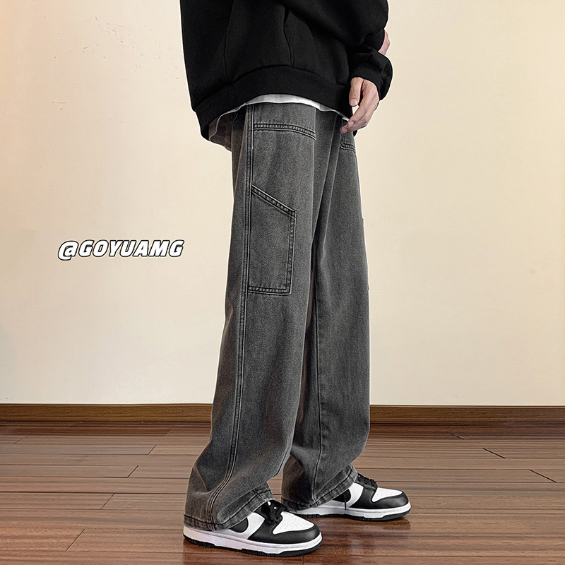 A410-K2605*直筒牛仔裤男秋冬ins潮宽松百搭阔腿休闲裤P60限价78图片