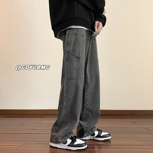 A410-K2605*直筒牛仔裤男秋冬ins潮宽松百搭阔腿休闲裤P60限价78图片