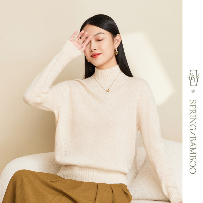 春竹100%山羊绒宽松保暖简约百搭半高领女羊绒衫,女装/女士精品,羊绒衫,淘宝优惠券,粉丝福利购,淘宝优惠卷