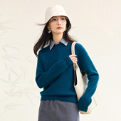 100%山羊绒 秋冬纯色圆领简约打底针织保暖套衫 女式 羊绒衫 108