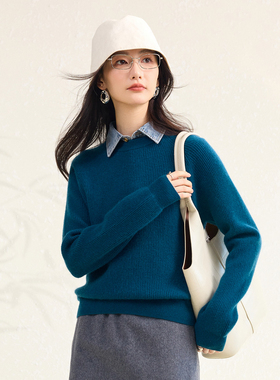 【100%山羊绒】秋冬纯色圆领简约打底针织保暖套衫女式羊绒衫108