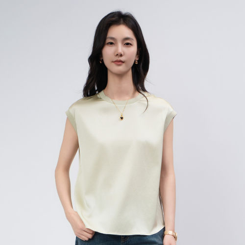 春竹背心休闲纯色无袖圆领简约套头衫百搭打底女士