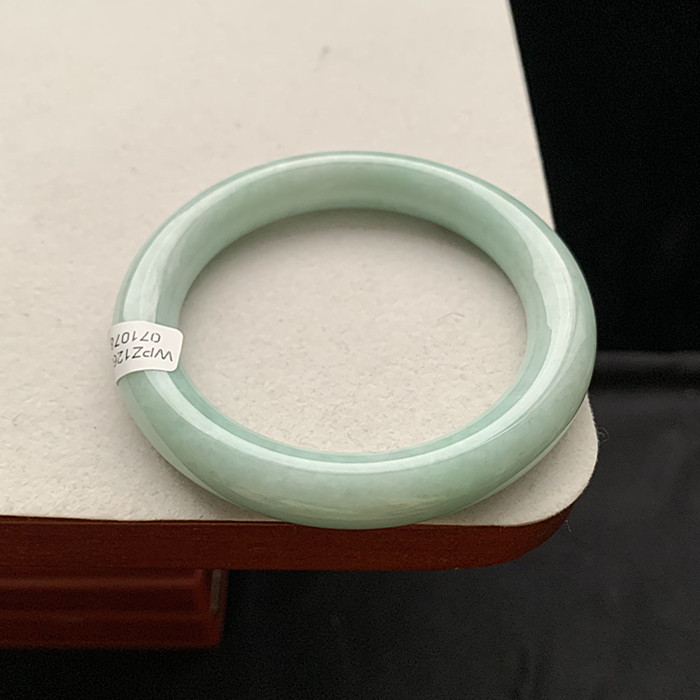 缅甸翡翠手镯A货54.6MM圆条满绿细润玉手镯女款珠宝