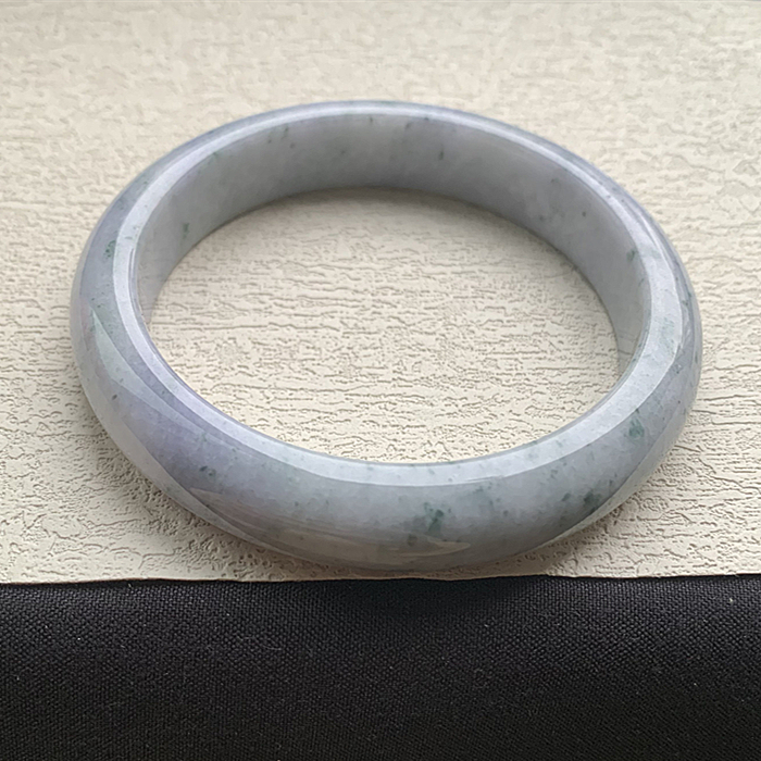 缅甸翡翠手镯A货58.3MM紫罗兰飘兰花细润底玉镯女款珠宝