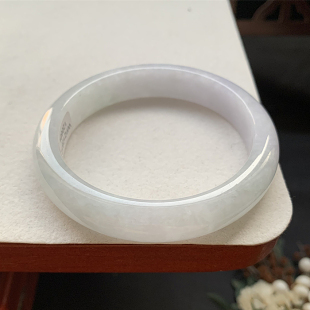 缅甸翡翠手镯A货58.9MM糯冰种浅紫罗兰翡翠手镯女款 珠宝