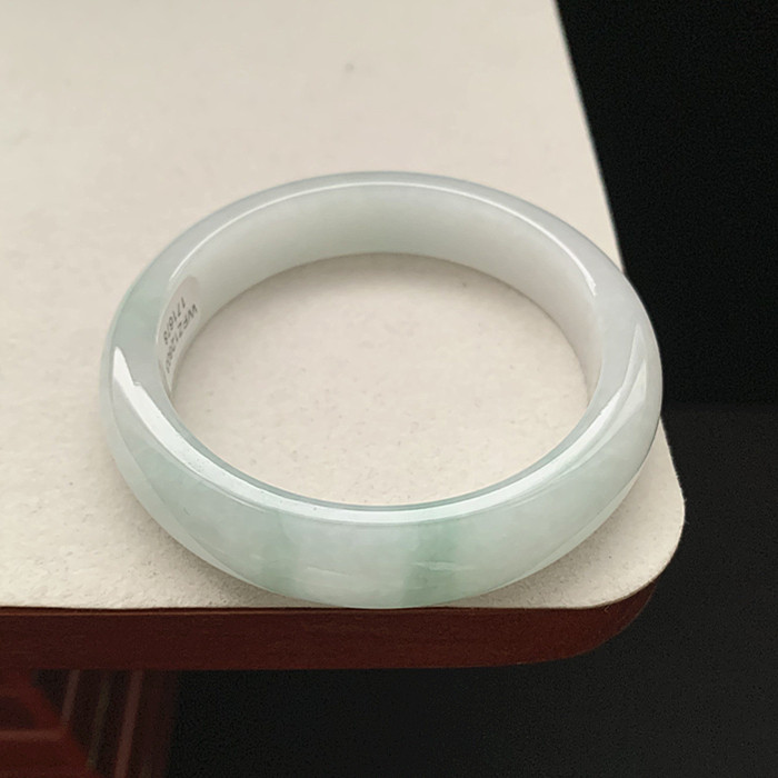 缅甸翡翠手镯A货55.2MM手镯冰糯种飘花细润玉手镯女款珠宝