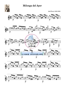 Milonga del Ayer艾尔舞会-亚伯·弗勒里 古典吉他独奏2页 送音频