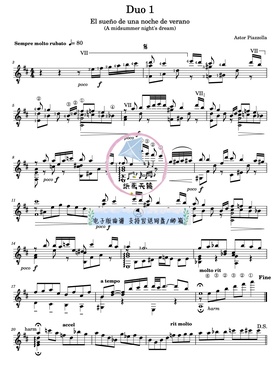 Duo 1 , A Midsummer Night 's Dream仲夏夜之梦古典吉他谱送音频
