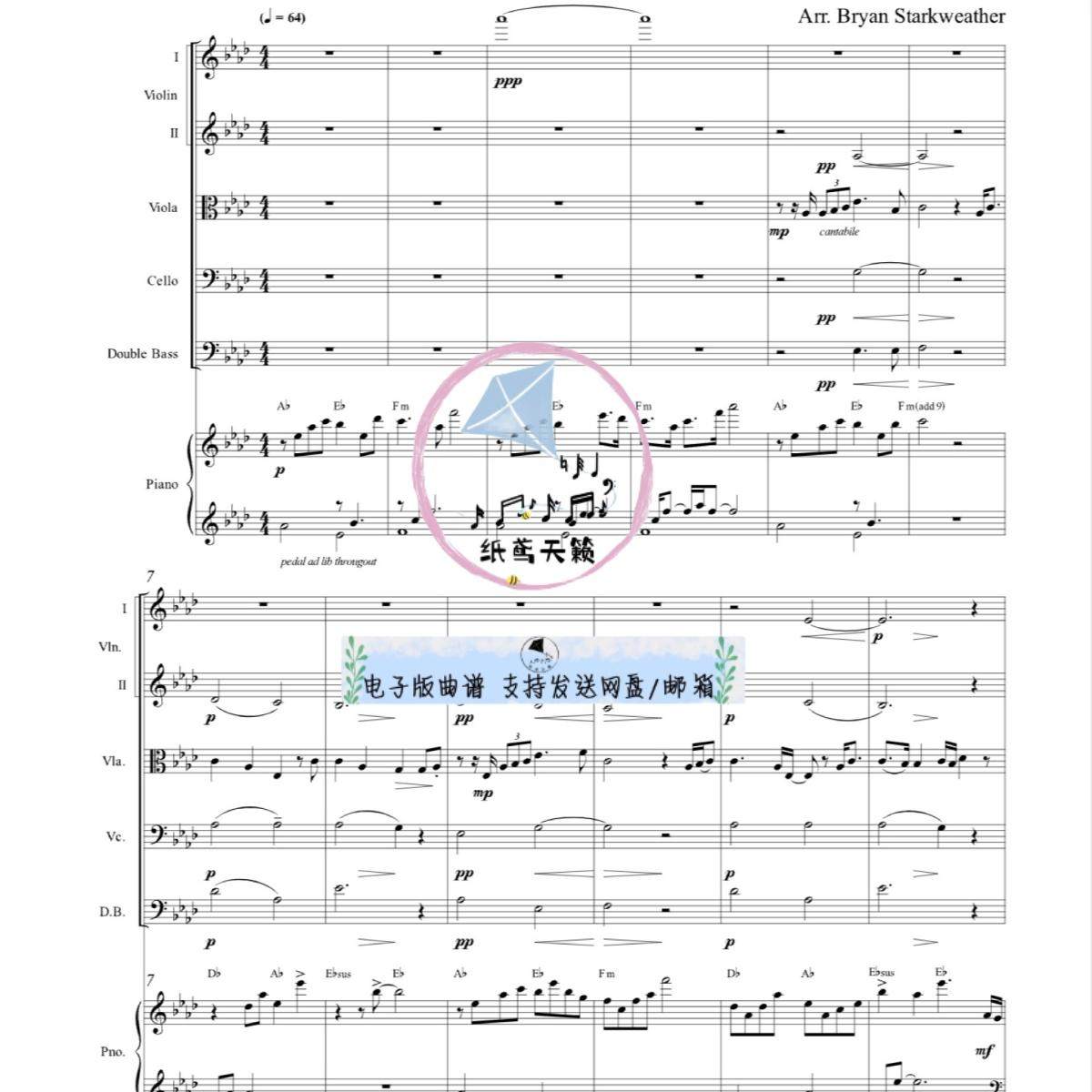 Never Enough 弦乐五重奏+钢琴 官方原版 总谱 分谱 30秒试听 MP3