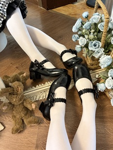 【现货樱花结】方头芭蕾风玛丽珍刺绣中跟优雅少女洛丽塔lo鞋