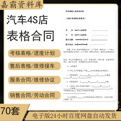 汽车4S店员工入职绩效考核表格外包转让合伙协议施工租赁劳动合同