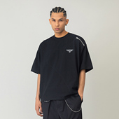 国潮不规则拼接圆领短袖 T恤男夏季 情侣装 美式 宽松休闲半袖 上衣女