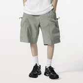 夏季 休闲短裤 宽松男女同款 日系新款 口袋功能直筒五分裤