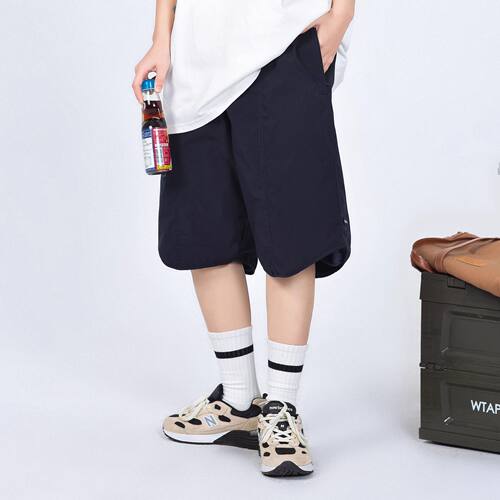 夏季日系直筒机能五分裤男宽松小标纯色短裤潮