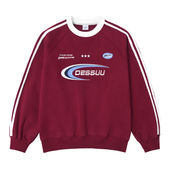 休闲运动三条杠花边织带圆领卫衣女2025新款 高密刺绣套头上衣