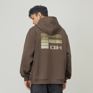 新款 FOH 美式 高街渐变字母印花连帽卫衣男2025春季 宽松情侣帽衫