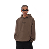 FOH 宽松帽衫 380g重磅植绒印花胶标设计插肩袖 连帽加绒卫衣男秋季