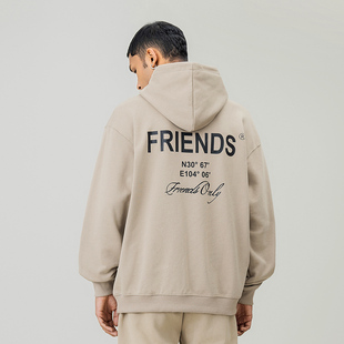新款 FOH 美式 高街字母印花连帽卫衣男春季 上衣 宽松情侣休闲帽衫