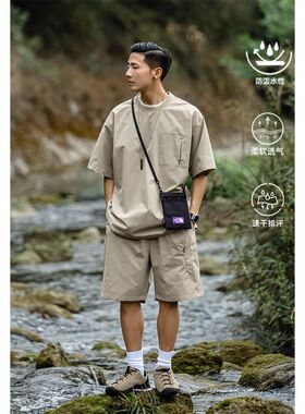 夏季短袖轻户外机能纯色T恤机能工装tee潮