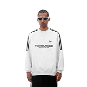 情侣宽松美式 FOH 字母印花织带圆领卫衣男女秋季 国潮休闲情侣上衣