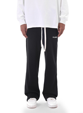 FOH 美式高街字母刺绣休闲长裤男女款宽松直筒拖地垂感运动裤子