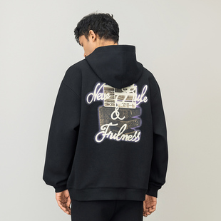 宽松情侣休闲帽衫 FOH 新款 潮牌字母印花连帽卫衣男2025春季 美式