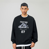 高街字母印花圆领卫衣男2025春季 FOH 美式 潮牌情侣宽松套头上衣