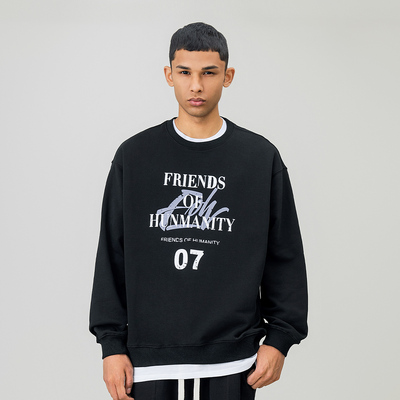 美式字母印花圆领卫衣男