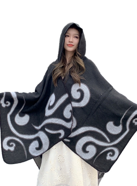 春秋冬印花韩版女针织披肩