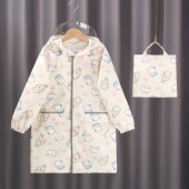 2026日系卡通亲子男女童学生轻薄便携速干透气雨衣长款 反光条雨披