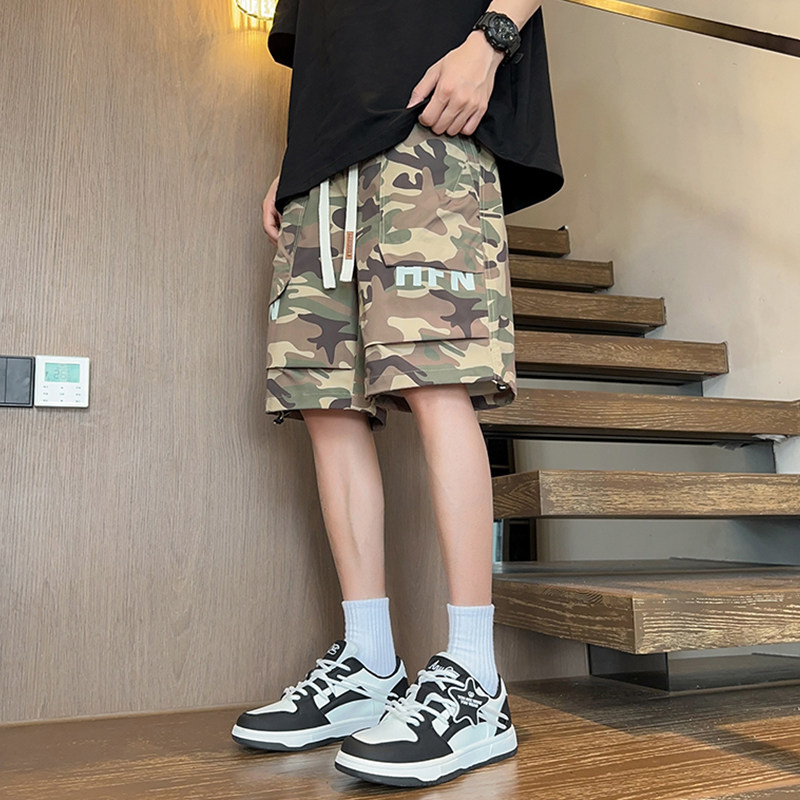 2024 여름 경량 위장 카고 반바지 남성 트렌디 브랜드 7부 바지 아메리칸 루즈 기능성 스타일 캐주얼 바지