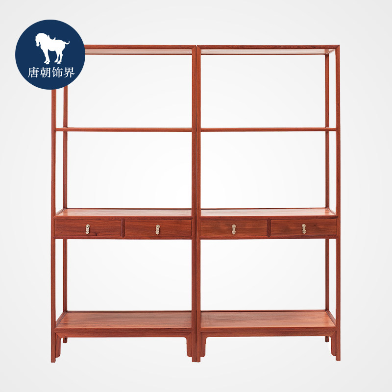 唐朝饰界 经典明式家具 全敞带抽屉书架 书格 书柜 茶架 茶柜