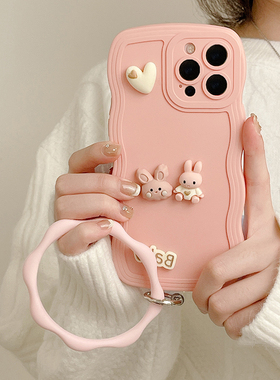 适用三星s25ultra手机壳s24ultra潮新款s25爱心兔子s23plus软壳s22+s21plus网红手环ins保护套0FE女款高级潮