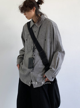 ZOAK冬日系复古学院风长袖衬衫男女生宽松条纹上衣