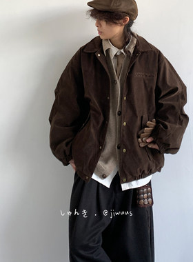 冬日系复古麂皮羽绒服男女同款美拉德风宽松翻领休闲外套