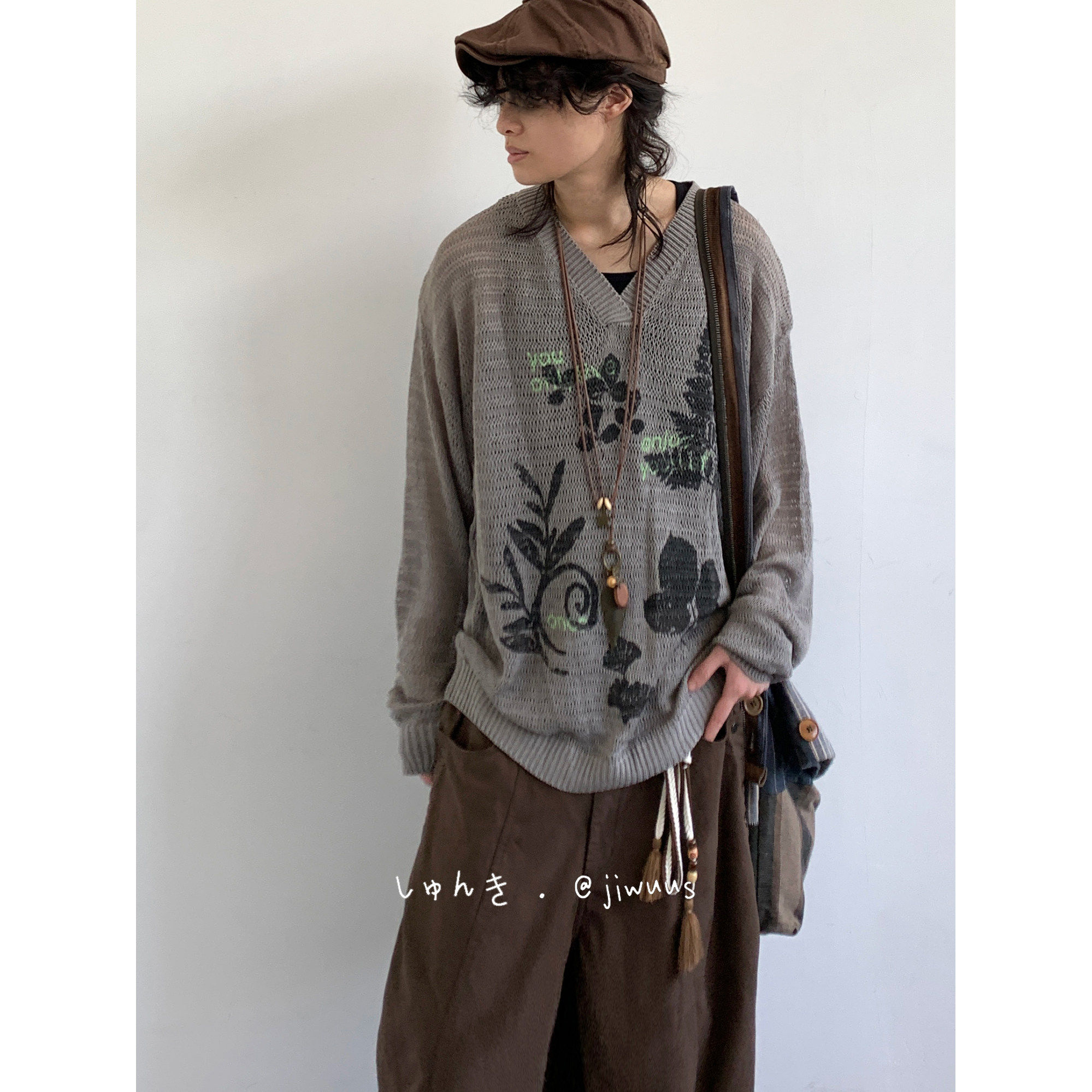 夏日系cityboy古着风镂空透气针织罩衫男女外套