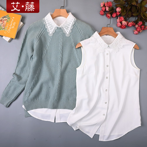 艾藤直筒百搭无袖雪纺衬衣