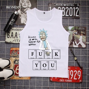 动漫周边周边瑞克和莫蒂极客****猿周期元 T恤衣服简约 素背心无袖