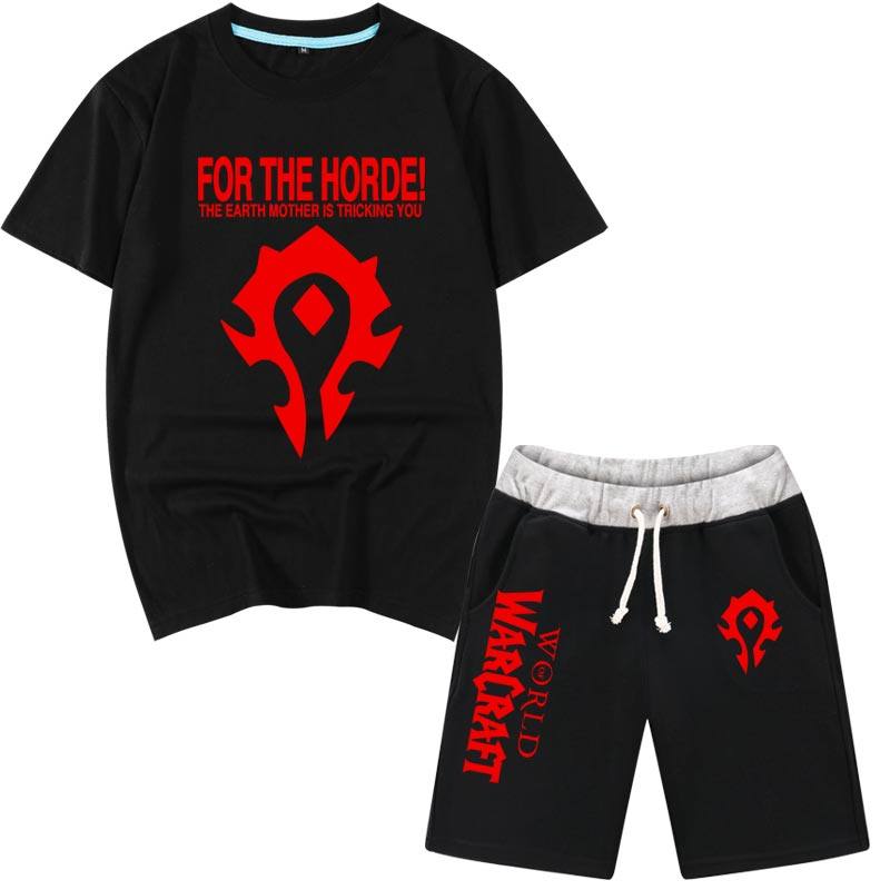 World of Warcraft film periphery WOW For the Horde Alliance clothes summer Teenagers Short sleeved shorts suitin the Men's clothing, T-shirt  category - from Buy2taobao.com to provide professional Taobao agent buy service