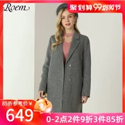 Áo khoác len nữ dài của Roem Luo Yi Áo khoác len nữ Hàn Quốc RCJW74902C - Áo Hàn Quốc